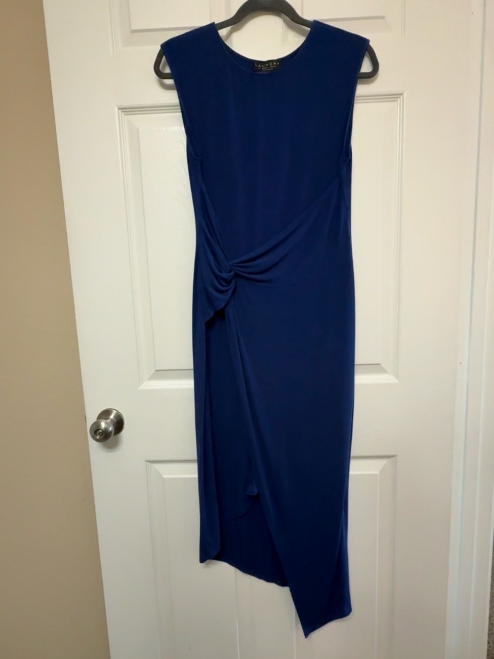 Royal Blue Ribbed Asymmetrical Twist Dress